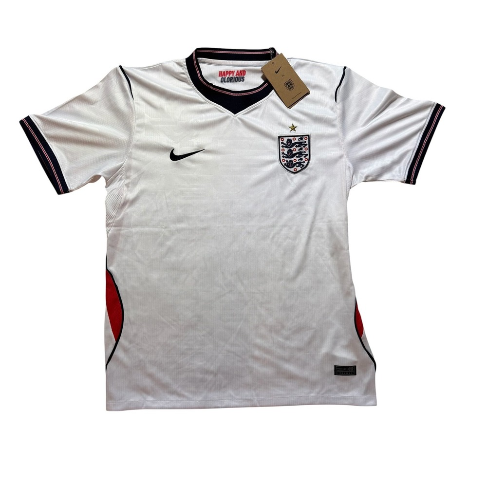Nike England National Team Soccer Jersey Large White Three Lions Home Shirt NEW